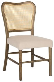 Καρέκλα HM9406.04 47x52x91,5cm Toon Ξύλο Rattan Ύφασμα Beige Wood, Fabric