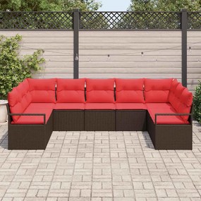 vidaXL Σετ Καναπέ με μαξιλάρι 7 pcs Καφέ συνθετικό ρατάν