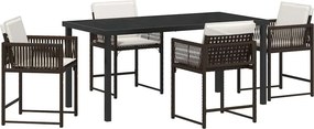 vidaXL Σέτ φαγητού για κήπο 5 pcs Καφέ συνθετικό ρατάν