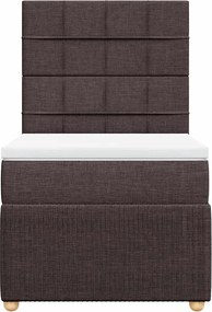 vidaXL Κρεβάτι Boxspring με Στρώμα Σκούρο Καφέ 80x200 εκ. Υφασμάτινο