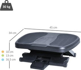 Υποπόδιο, υποπόδιο, ρυθμιζόμενο ύψος, ανακλινόμενο 0-30°, μαύρο