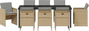 vidaXL Σέτ φαγητού για κήπο 9 pcs Μπεζ συνθετικό ρατάν