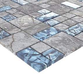 vidaXL Μωσαϊκά Πλακάκια 11 τεμ. Γκρι / Μπλε 30 x 30 εκ. Γυάλινα
