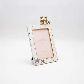 Κορνίζα Παιδική Polyresin Αρκουδάκι Λευκή-Χρυσή 13,5x2x22,4εκ. ESTHETI 815-00044
