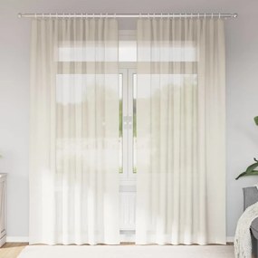 vidaXL Κουρτίνες Voile με Θήκες Ράβδου 2 τεμ. Κρεμ