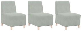 vidaXL Καναπέδες 3 pcs Ανοιχτό γκρι 55 x 74 x 82 εκ. Βελούδο