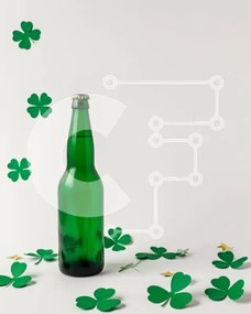 Intra Συλλεκτικό Ξύλινο Παζλ Plywood  4mm - Μπουκάλι μπύρας του Αγίου Πατρικίου με φύλλα τριφυλλιού Σε Ξύλινο Κουτί - Διαστάσεις: 10x10 cm – 25 κομμάτια