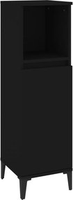 vidaXL Ντουλάπι Μπάνιου Μαύρο 30x30x100 εκ. Επεξεργασμένο Ξύλο
