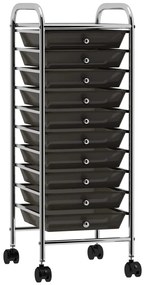 vidaXL Τρόλεϊ με 10 Συρτάρια Φορητό Μαύρο Πλαστικό