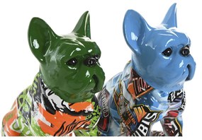 Διακοσμητική Φιγούρα Home ESPRIT Μπλε Πράσινο Πολύχρωμο Σκύλος 9,5 X 13 X 16 CM (x2)