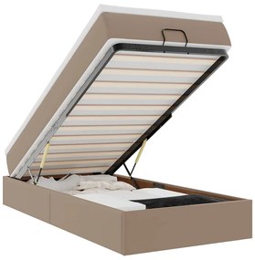 vidaXL Οθωμανικό κρεβάτι με στρώμα Cappucino 90x200cm Faux Leather