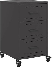vidaXL Κομοδίνο Μαύρο 36x39x59 εκ. από Χάλυβα