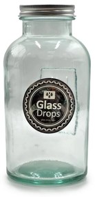 Δοχείο με καπάκι Glass Drops Storage (5290)  Aπό 100% ανακυκλωμένο γυαλί, Xωρητικότητας 500ml, Διαστάσεων Ø 8.5 x Υ 16.5 cm