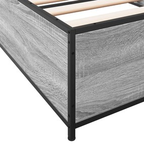 vidaXL Πλαίσιο Κρεβατιού Γκρι Sonoma 75x190 εκ. Επεξ. Ξύλο &amp; Μέταλλο