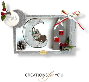 Χριστουγεννιάτικο Διακοσμητικό Καδράκι 1st Xmas λευκό-γκρι