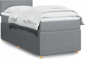 vidaXL Κρεβάτι Boxspring με Στρώμα Ανοιχτό Γκρι 90x200 εκ. Υφασμάτινο