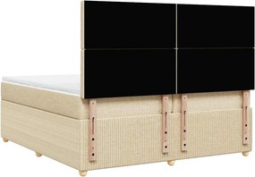 vidaXL Κρεβάτι Boxspring με Στρώμα Κρεμ 200x200 εκ. Υφασμάτινο