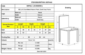 BELLA ΚΑΡΕΚΛΑ ΤΡΑΠΕΖΑΡΙΑΣ, ΜΕΤΑΛΛΟ ΒΑΦΗ ΦΥΣΙΚΟ, ΥΦΑΣΜΑ ΑΠΟΧΡΩΣΗ ΣΚΟΥΡΟ ΓΚΡΙ