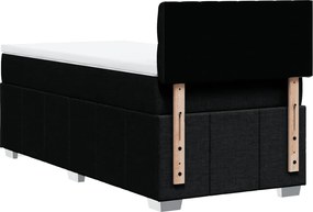 vidaXL Κρεβάτι Boxspring με Στρώμα Μαύρο 100 x 200 εκ. Υφασμάτινο