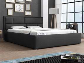Κρεβάτι Pomona 105, Διπλό, Μαύρο, 160x200, Ταπισερί, Τάβλες για Κρεβάτι, 180x223x93cm, 127 kg | Epipla1.gr