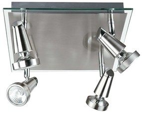 Φωτιστικό Οροφής - Σποτ Miami SPOT-MIAMI PL4 Ρυθμιζόμενο 4xGU10 5W Led 26x26x12cm Nickel Intec Metal, Glass