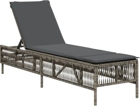 vidaXL Ξαπλώστρα με Μαξιλάρι Γκρι από Συνθετικό Ρατάν