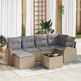 vidaXL Σετ 7 Τεμαχίων Καναπέ Κήπου με Μαξιλάρια Μαύρο Πολυ Ρατάν