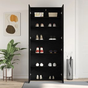 vidaXL Ντουλάπα Παπουτσιών Μαύρο Δρυς 80x35,5x180 εκ Επεξεργασμένο Ξύλο