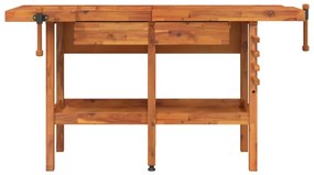 vidaXL Πάγκος Εργ. Συρτάρια/ Μέγγενες 162x62x83 εκ. Μασίφ Ξύλο Ακακίας