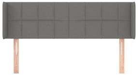 Κεφαλάρι με Πτερύγια Σκούρο Γκρι 147x16x78/88 εκ. Υφασμάτινο - Γκρι