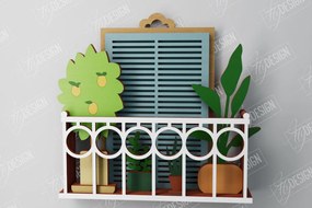 Intra απο ξύλο plywood 3mm-4mm πάχος - Διακοσμητικό Μπαλκόνι με στρώσεις | Τέχνη τοίχου Δίασταση 40x50 cm INTRAFABR-106187922