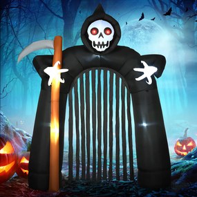 Μεγάλη Διακόσμηση Κήπου για Halloween Grim Reaper Archway Selfflatable LED Lighting 2,85m