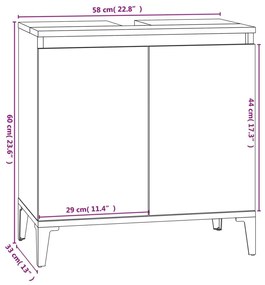 Ντουλάπι Νιπτήρα Γκρι Σκυρ. 58x33x60 εκ. Επεξεργασμένο Ξύλο - Γκρι