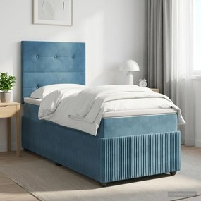 vidaXL Κρεβάτι box spring με στρώμα Μπλε 100 x 200 cm Βελούδο