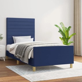 vidaXL Πλαίσιο Κρεβατιού με Κεφαλάρι Μπλε 90x200 εκ. Υφασμάτινο