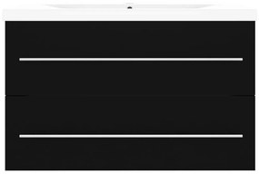 vidaXL Ντουλάπι Μπάνιου με Νιπτήρα Μαύρο από Επεξεργασμένο Ξύλο