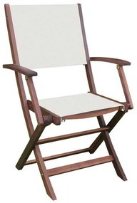 Πολυθρόνα Πτυσ/νη CRICKET Acacia/Textilene Άσπρο 55x59x92cm (Σετ 2 ΤΕΜ)
