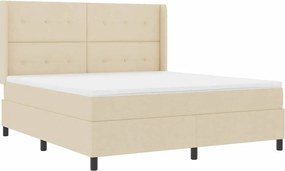 vidaXL LED Κρεβάτι με βάθρο με κεφαλάρι Κρεμ 180 x 200 cm ύφασμα