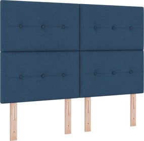 vidaXL LED Κρεβάτι αποθήκευσης με στρώμα Μπλε 140 x 200 cm Ύφασμα