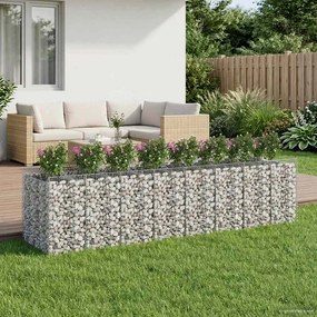 vidaXL Ανασηκωμένο κρεβάτι gabion 4 pcs Ασημί
