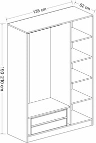 Τριφυλλη Ντουλαπα Ανθρακι KALEO 52x90x190