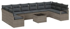 vidaXL Σετ Καναπέ με μαξιλάρι 11 pcs Γκρι συνθετικό ρατάν