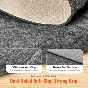 VEVOR Non Slip Rug Pad Gripper 9&#039; x 12&#039; Carpet Mat 0.24&quot; Thick for All Floor