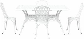 vidaXL Σέτ φαγητού για κήπο 5 pcs Λευκό Αλουμίνιο