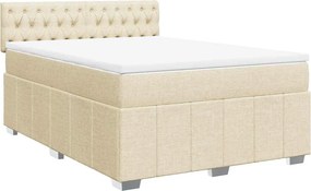 vidaXL Κρεβάτι Boxspring με Στρώμα Κρεμ 140x190 εκ. Υφασμάτινο