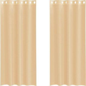 vidaXL Voile κουρτίνες με ροδέλες 2 τεμάχια Χρώμα Άμμου