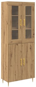 vidaXL Υψηλό Ντουλάπι Μασίφ Δρυς 69.5x34x180 εκ Επεξεργασμένο Ξύλο