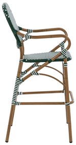 Σκαμπό Αλουμινίου Bamboo Look Με Wicker Πράσινο Λευκό 56x60x126 Εκ.