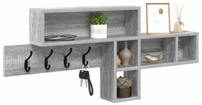 vidaXL Τοίχου Κρεμάστρα με ράφι Γκρι sonoma 100 x 12 x 43.5 εκ