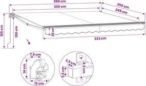 vidaXL Χειροκίνητη Τέντα 3,5 x 2,5 m Ανθρακί 100% Πολυεστέρας